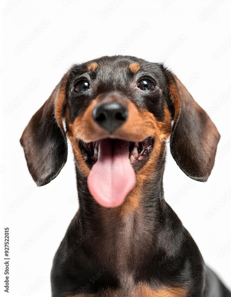 笑顔のミニチュアダックスフンドのポートレート(Portrait of a smiling Miniature Dachshund puppy on white background)
笑顔のミニチュアダックスフンドのポートレート(Portrait of a smiling Miniature Dachshund puppy on white background)