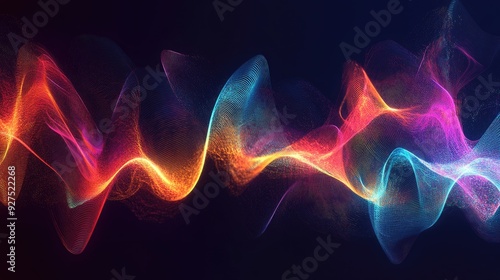 Colorful sound wave visualization capturing voice and audio energy. Abstract background with bright, flowing lines showcasing dynamic audio patterns and intensity.