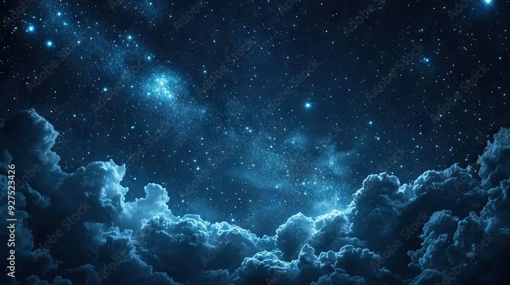 Fototapeta premium Dazzling starry sky with the Milky Way nebula, evoking the magic of Tanabata and the expansive beauty of the universe. Perfect for night sky and cosmic-themed projects.