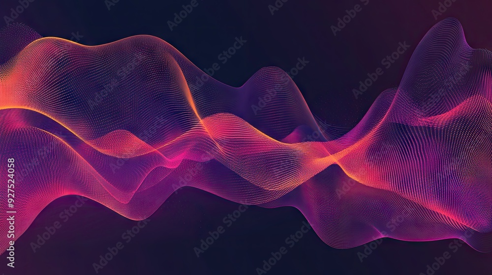 Fototapeta premium Dynamic sound wave background design with vibrant, flowing lines and gradients. Ideal for music, technology, or audio-related themes. Abstract modern vector illustration.