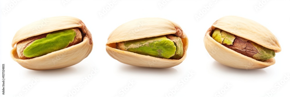 Pistachios nuts in the peel close-up on a white background Pistachios nuts in the peel close-up on a white background