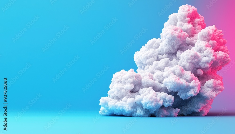 A fluffy cloud sits against a vibrant blue and pink background, creating a serene, dreamy atmosphere for creative projects. A fluffy cloud sits against a vibrant blue and pink background, creating a serene, dreamy atmosphere for creative projects.