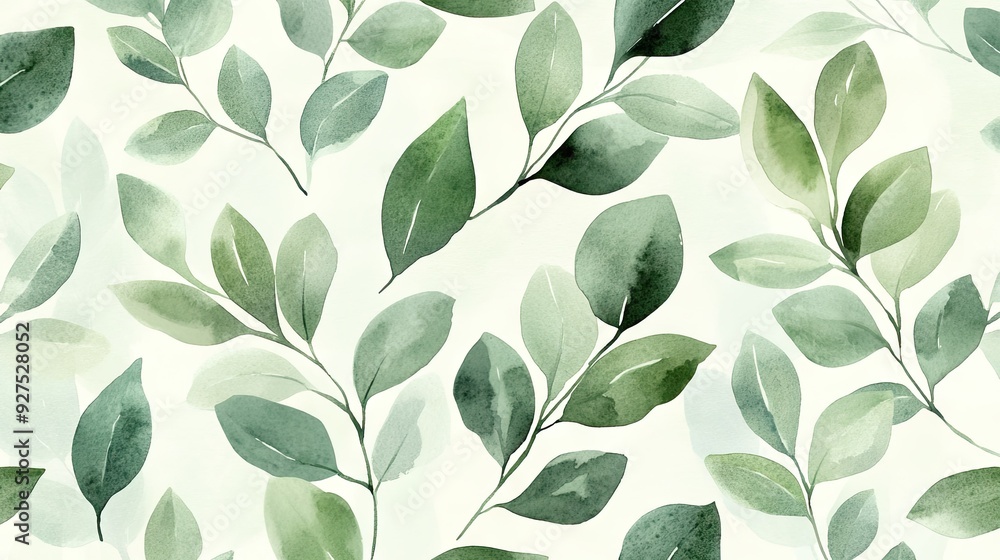 Hand-painted watercolor leaves in shades of green arranged into a seamless pattern. A refreshing and elegant nature-themed background suitable for designs with a natural vibe. Hand-painted watercolor leaves in shades of green arranged into a seamless pattern. A refreshing and elegant nature-themed background suitable for designs with a natural vibe.