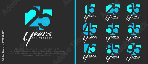 anniversary logo set. vector design blue color can be use for celebration moment