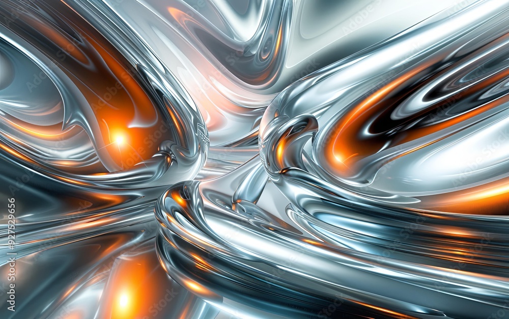 Abstract 3D rendering of a metallic Abstract 3D rendering of a metallic
