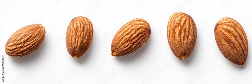 Almonds isolated on a white background. Pile of almonds nuts closeup Almonds isolated on a white background. Pile of almonds nuts closeup