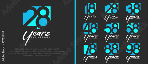 anniversary logo set. vector design blue color can be use for celebration moment
