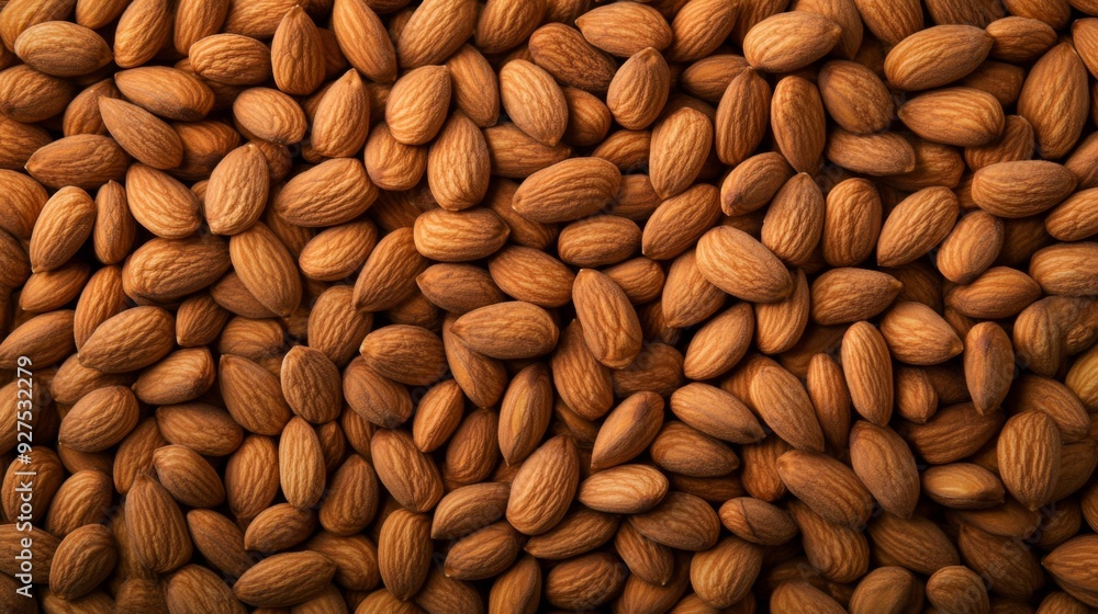 Background of big peeled almonds nuts as situated arbitrarily, top view. Healthy snack Background of big peeled almonds nuts as situated arbitrarily, top view. Healthy snack