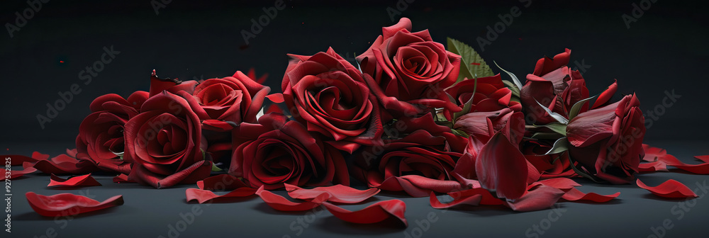 The Fading Rose: A wilted bouquet of red roses, their petals slowly falling to the ground, a symbol of lost love and sorrow. The Fading Rose: A wilted bouquet of red roses, their petals slowly falling to the ground, a symbol of lost love and sorrow.