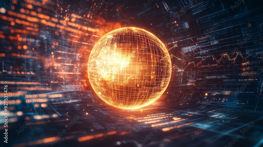 Obraz premium AI's Glowing Embrace: Where Human Intelligence Meets Technology 1