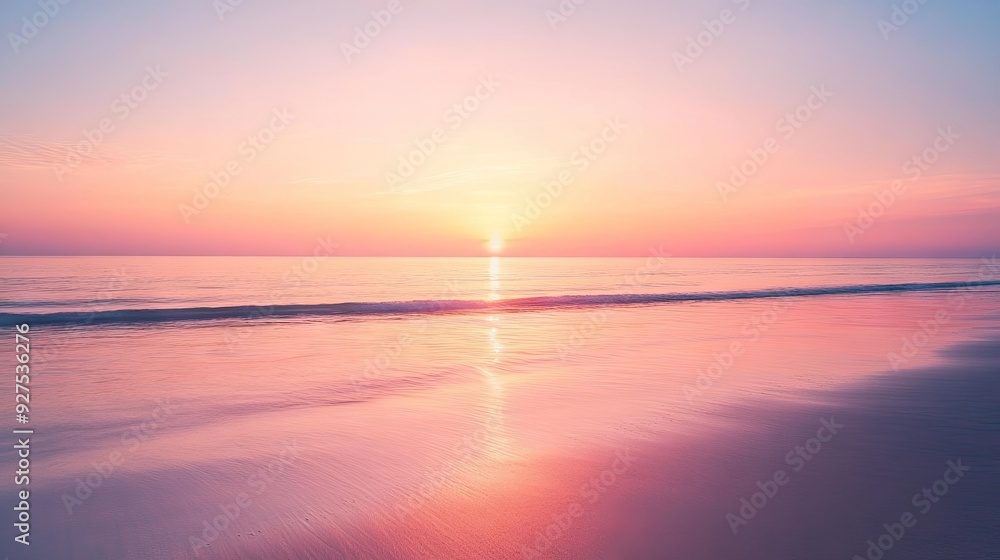 Serene beach sunset with a smooth gradient transition from deep oranges to soft pinks. The peaceful seascape captures the calm beauty of dusk by the water. Serene beach sunset with a smooth gradient transition from deep oranges to soft pinks. The peaceful seascape captures the calm beauty of dusk by the water.