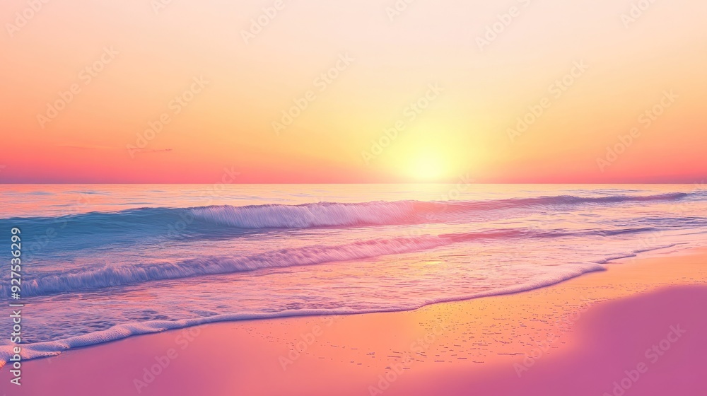 Serene beach sunset with a smooth gradient transition from deep oranges to soft pinks. The peaceful seascape captures the calm beauty of dusk by the water. Serene beach sunset with a smooth gradient transition from deep oranges to soft pinks. The peaceful seascape captures the calm beauty of dusk by the water.