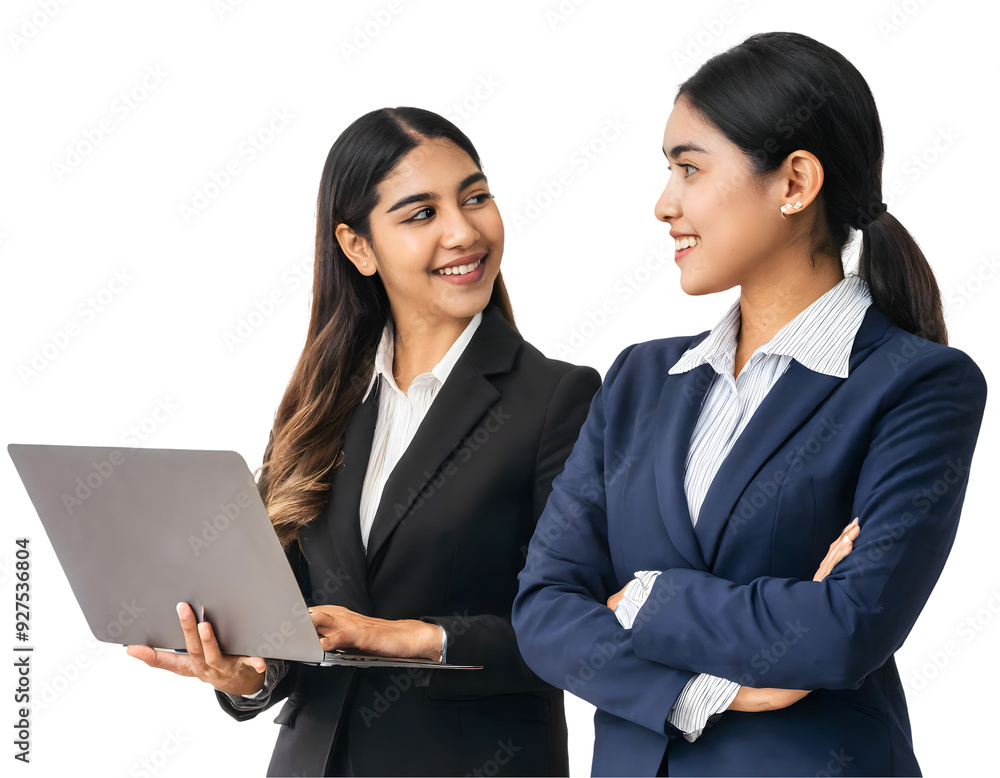 Business people standing and waiting on a white isolated background. Generative AI. Business people standing and waiting on a white isolated background. Generative AI.