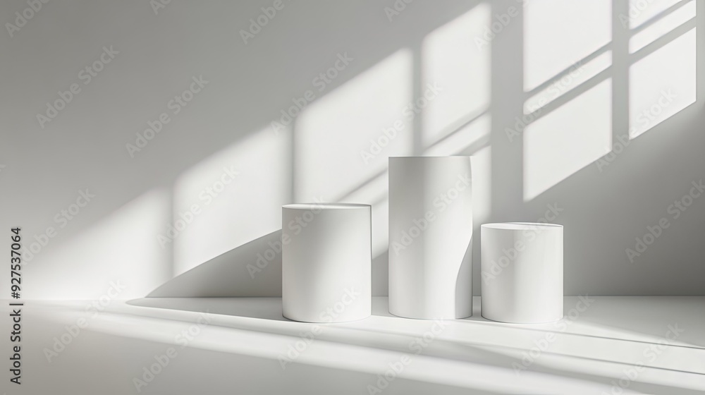 Sleek cylinder podium in a white studio, designed for minimal product stands. Ideal for high-end presentations with a clean, minimalist aesthetic. 3D rendering included. Sleek cylinder podium in a white studio, designed for minimal product stands. Ideal for high-end presentations with a clean, minimalist aesthetic. 3D rendering included.