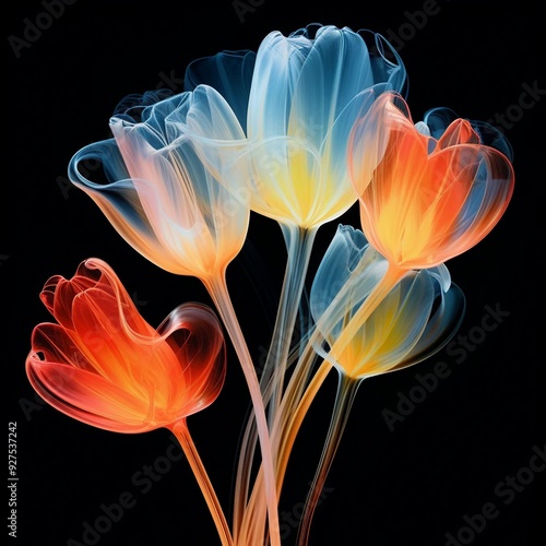 Wallpaper Mural X-ray of tulip flower on black background. Generative AI. Torontodigital.ca