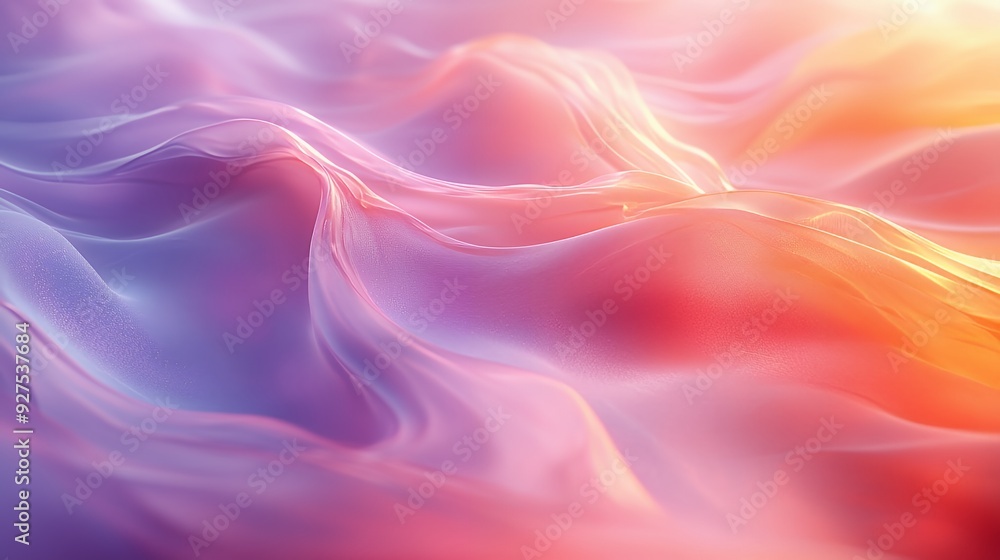 Obraz premium Abstract pink and orange gradient background with soft waves.