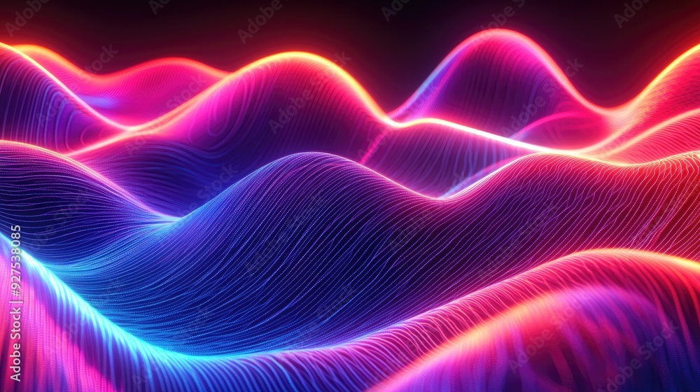Sound wave background with vibrant, undulating lines and neon accents. Emphasizes rhythm and energy, ideal for audio and tech-related graphic design. Sound wave background with vibrant, undulating lines and neon accents. Emphasizes rhythm and energy, ideal for audio and tech-related graphic design.