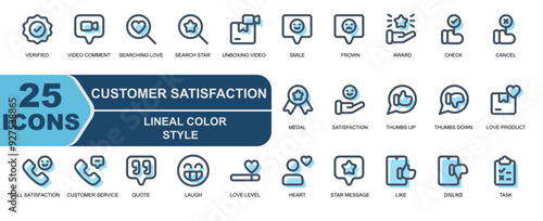 collection of customer satisfaction icons, modern lineal color style.