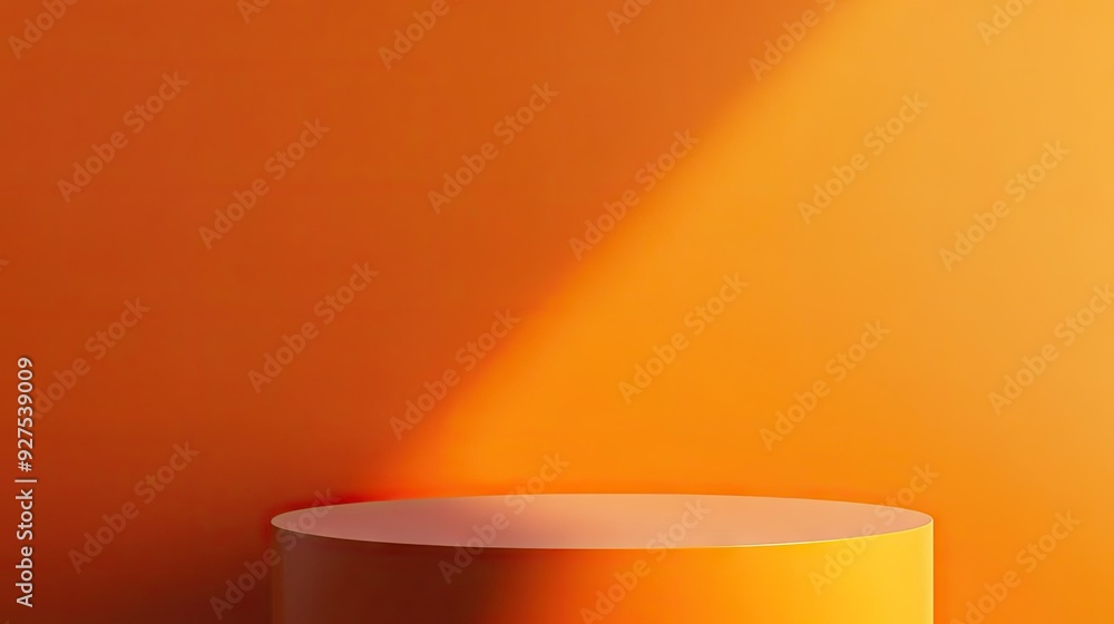 Stylish podium against a bold orange wall, creating a minimalistic backdrop for product placement. Ideal for luxury interior aesthetics and creative stage mockups in 3D. Stylish podium against a bold orange wall, creating a minimalistic backdrop for product placement. Ideal for luxury interior aesthetics and creative stage mockups in 3D.