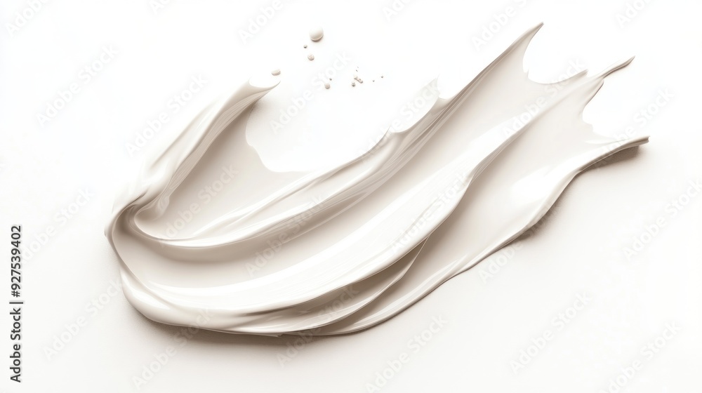 A smear of white cream or cosmetic product against a clean, light background, suggesting smooth texture and purity, typically used in skincare or advertising.