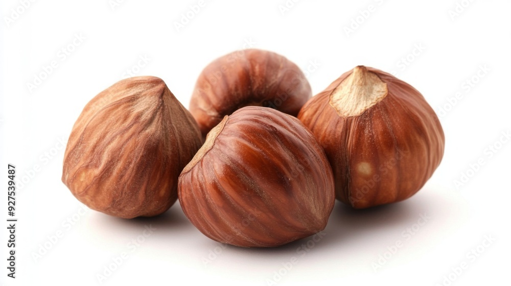 Hazelnuts isolated on a white background. Pile of Hazelnuts nuts closeup Hazelnuts isolated on a white background. Pile of Hazelnuts nuts closeup