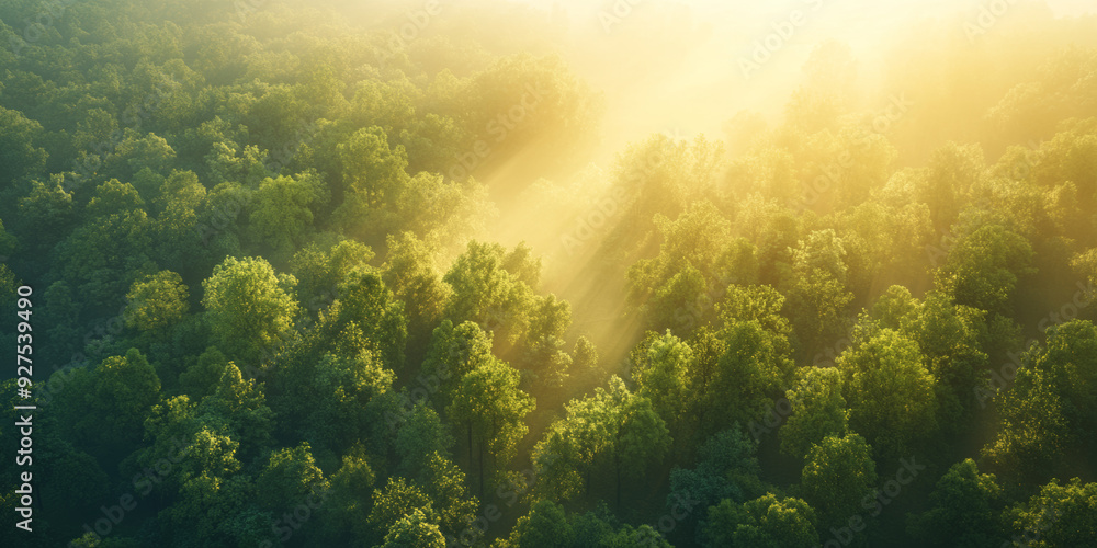 Aerial View of Lush Forest at Sunrise Spring Season Photorealistic Shot Aerial View of Lush Forest at Sunrise Spring Season Photorealistic Shot