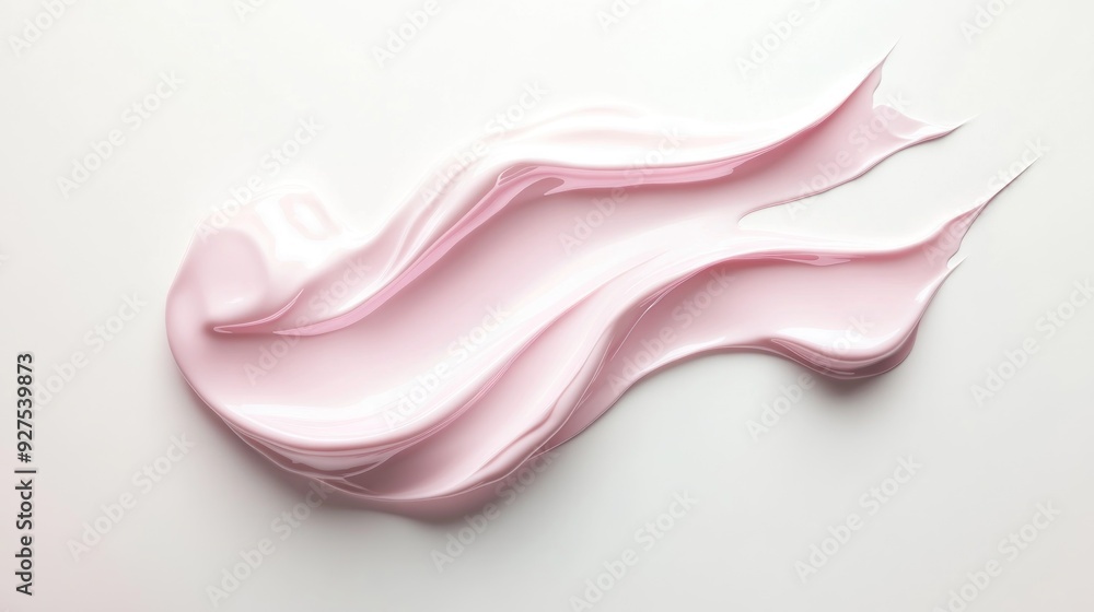 A smear of creamy, pink skincare product against a clean, white background, suggesting a smooth, luxurious texture suitable for cosmetic or skincare advertisement. A smear of creamy, pink skincare product against a clean, white background, suggesting a smooth, luxurious texture suitable for cosmetic or skincare advertisement.