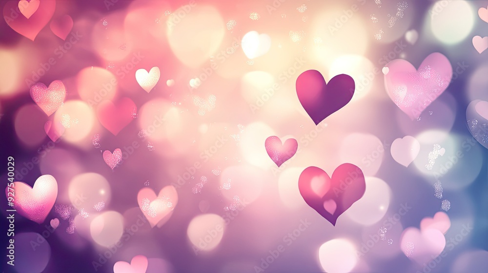 Fototapeta premium Valentine's Day vector design with a blurred background in EPS 10. Features a blend of soft colors and heart-shaped bokeh for a charming and romantic effect.