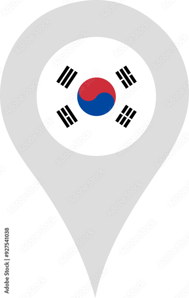 South Korean Flag Location Pin South Korean Flag Location Pin