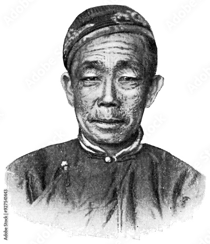 Asian peoples. Portrait of Solon man. The Solon people are a subgroup of the Ewenki (Evenk) people of northeastern Asia. Publication of the 