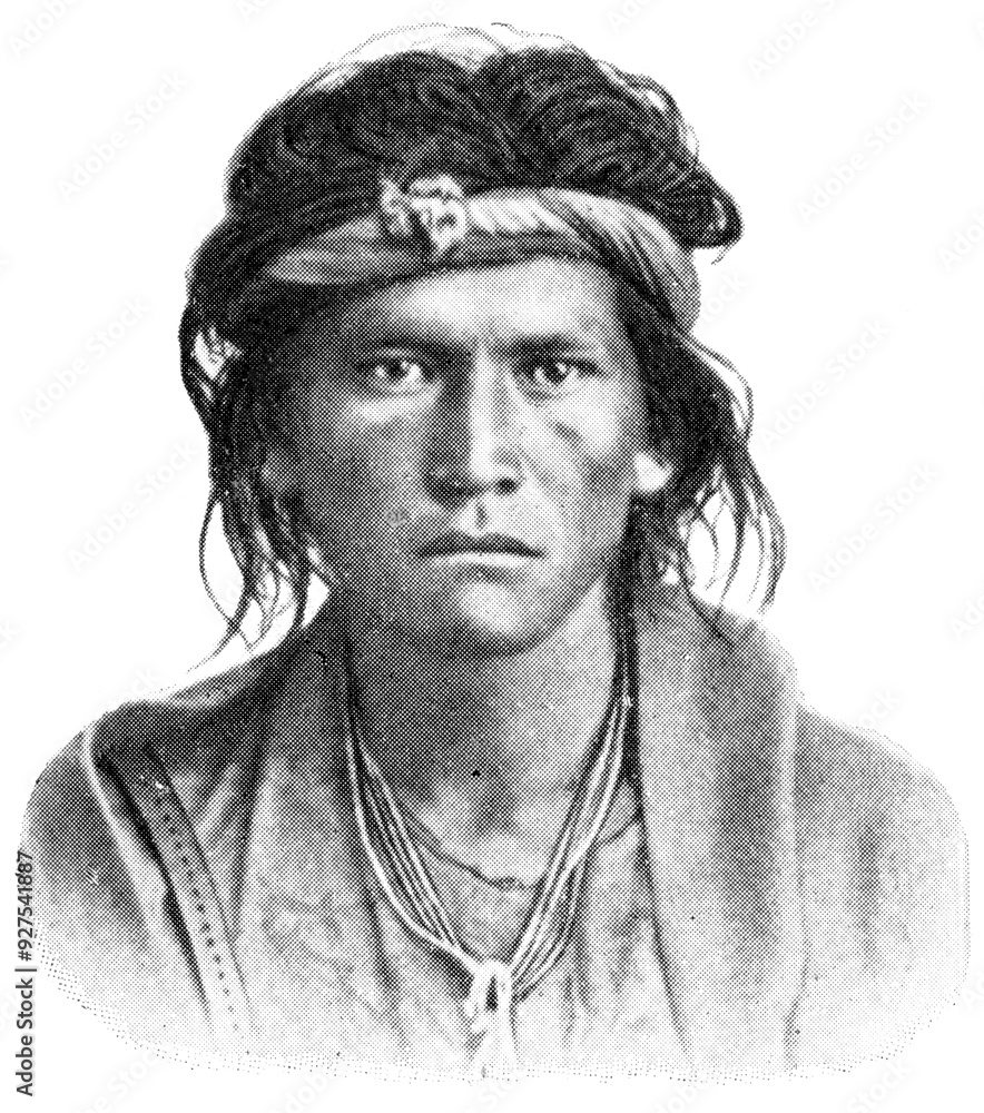 Obraz premium American peoples. Portrait of Navajo. The Navajo are a Native American people of the Southwestern United States. Publication of the 