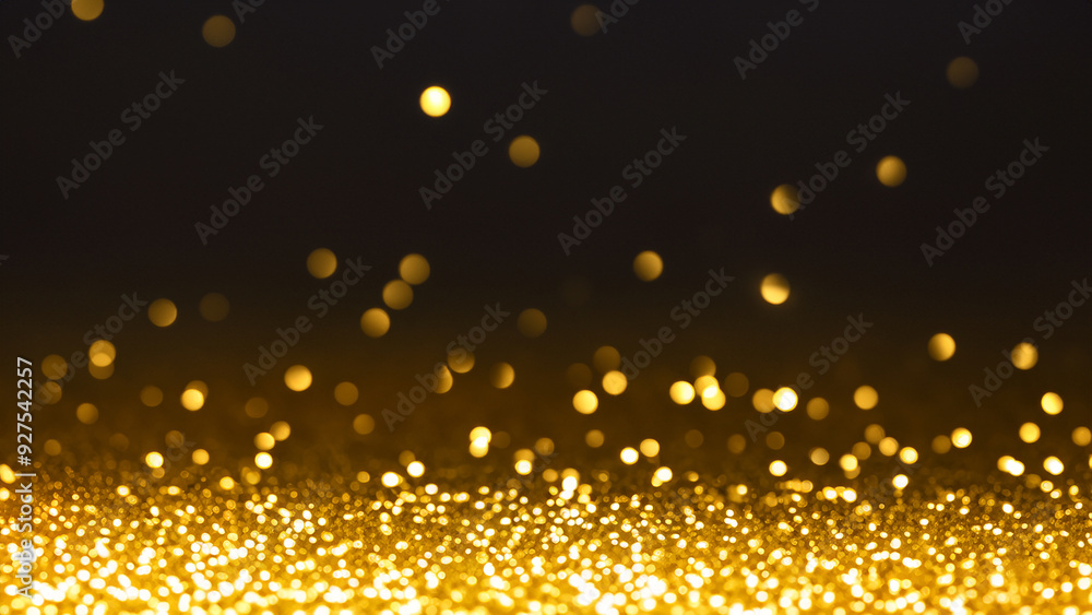 Golden glitter lights on isolated on dark background. Golden glitter lights on isolated on dark background.