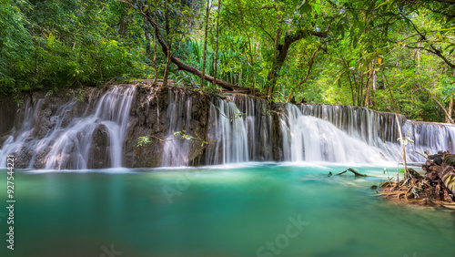 Beauty in nature, amazing waterfall in tropical forest of national park, Thailand