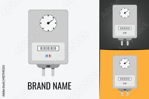 House Electric water heater Gas boiler logo. Boiling heating gas fired boiler logotype