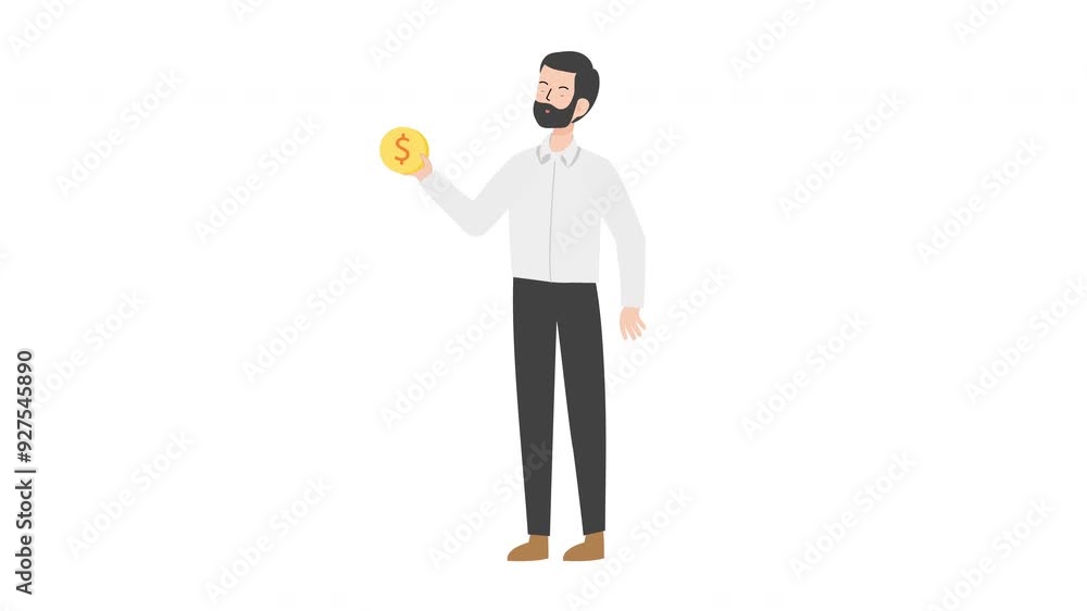 Man holding a Dollar coin Man holding a Dollar coin