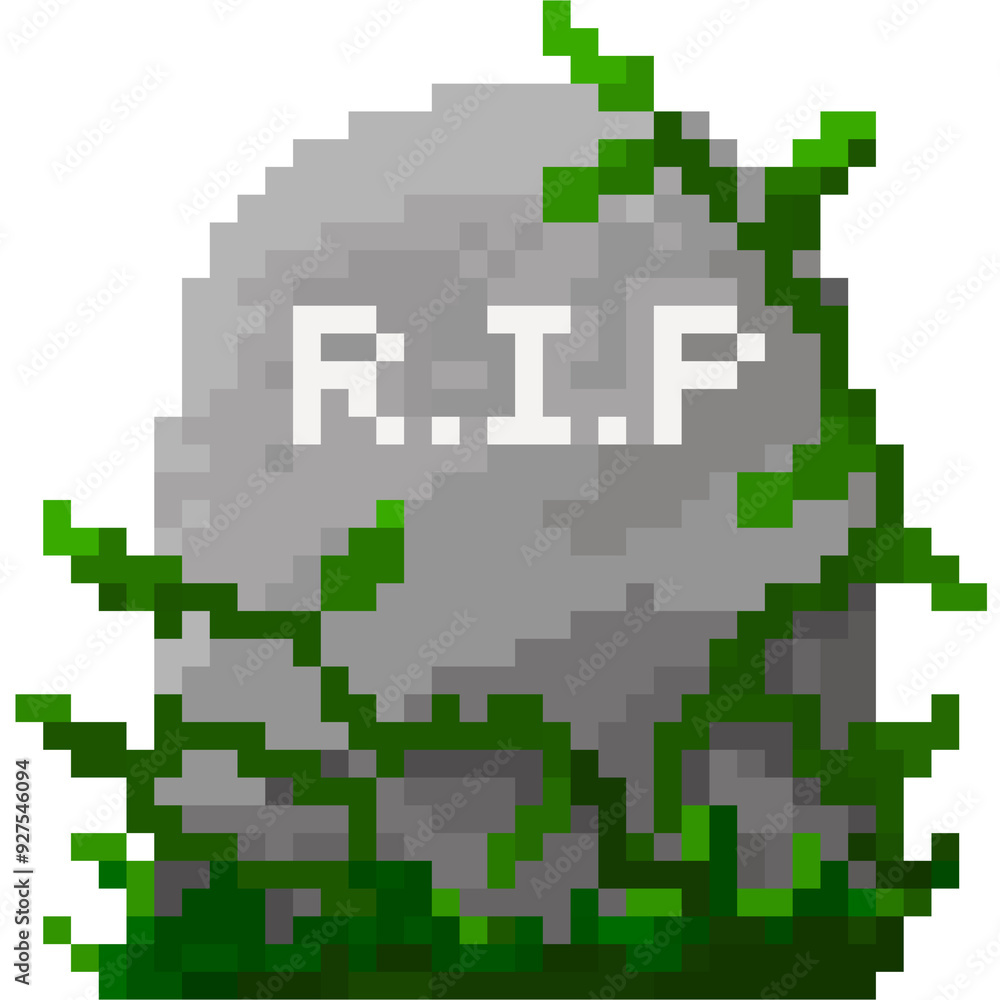 Halloween - Grave (4) in 8 bit pixel art 