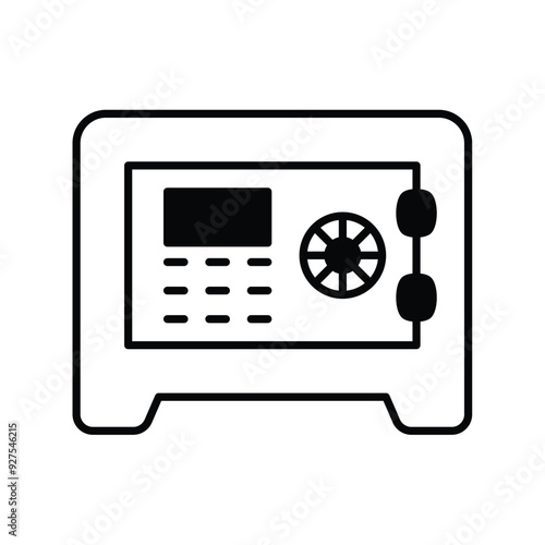safebox glyph icon with white background vector stock illustration
