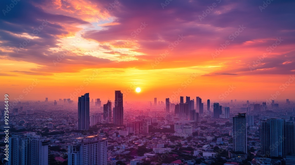 Fototapeta premium Urban Skyline at Sunset