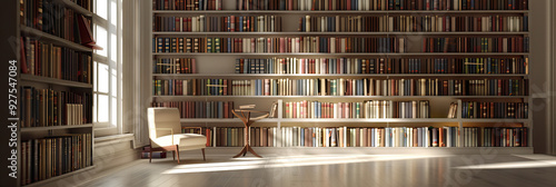 An empty library, the only sound being the soft rustling of pages turned by an occasional breeze.
