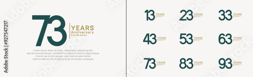 anniversary logo set. vector design green and gold color can be use for special moment