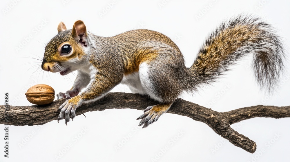Obraz premium Squirrel on a Branch with a Nut