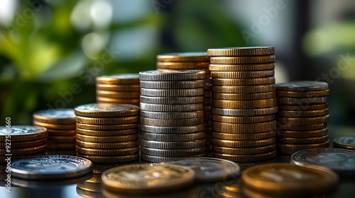 Wallpaper Mural Stacked Coins Representing Financial Growth and Wealth Accumulation Torontodigital.ca