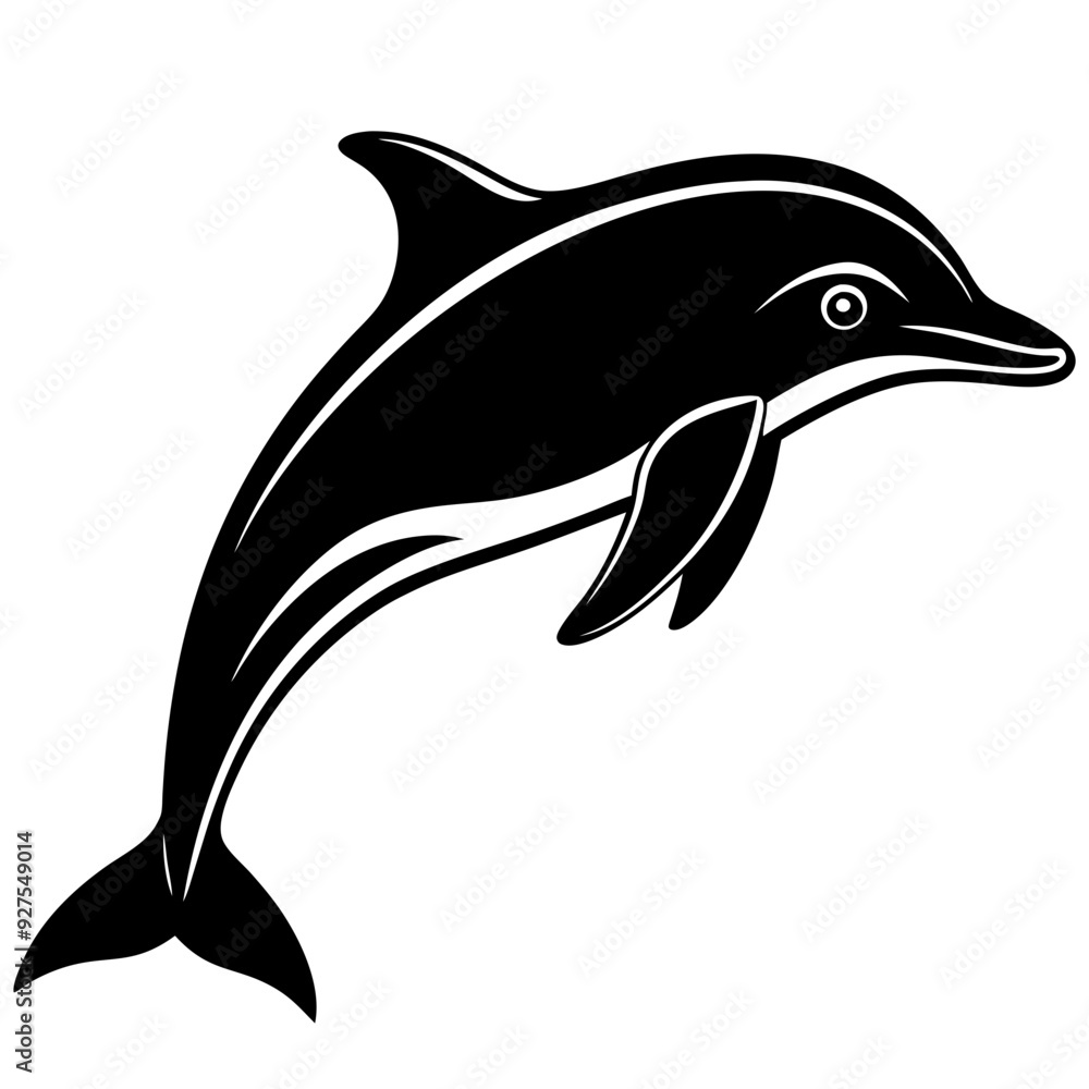 Dolphin black silhouette white background Dolphin black silhouette white background