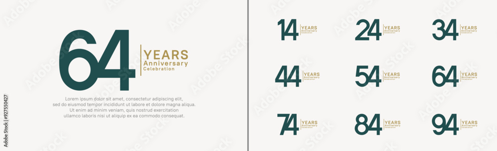 anniversary logo set. vector design green and gold color can be use for special moment anniversary logo set. vector design green and gold color can be use for special moment