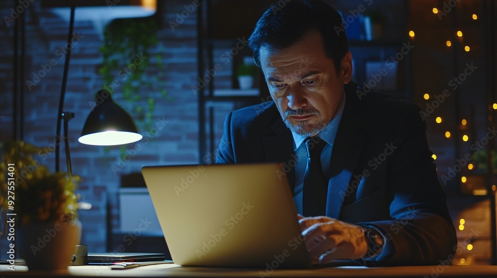 A focused criminologist analyzing crime statistics on a laptop in a modern office space A focused criminologist analyzing crime statistics on a laptop in a modern office space