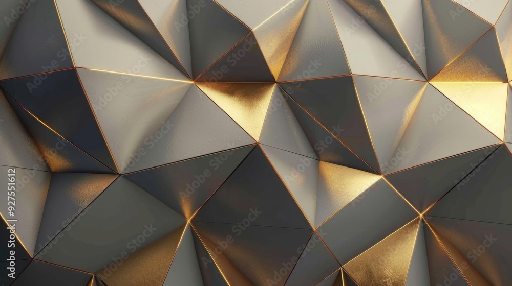 Elegant low-poly design in gray and gold, exuding luxury. Elegant low-poly design in gray and gold, exuding luxury.