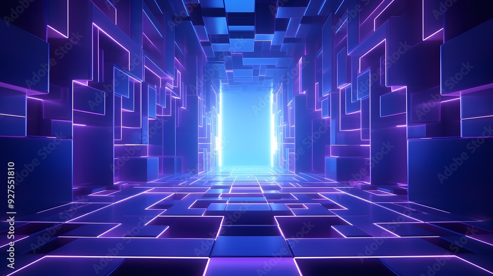 3d rendering of purple and blue abstract geometric background. Scene for advertising, technology, showcase, banner, game, sport, cosmetic, business, metaverse. Sci-Fi Illustration. Product display 3d rendering of purple and blue abstract geometric background. Scene for advertising, technology, showcase, banner, game, sport, cosmetic, business, metaverse. Sci-Fi Illustration. Product display