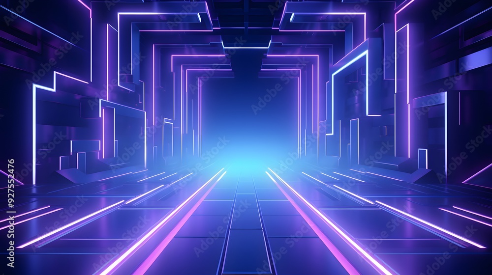 3d rendering of purple and blue abstract geometric background. Scene for advertising, technology, showcase, banner, game, sport, cosmetic, business, metaverse. Sci-Fi Illustration. Product display 3d rendering of purple and blue abstract geometric background. Scene for advertising, technology, showcase, banner, game, sport, cosmetic, business, metaverse. Sci-Fi Illustration. Product display