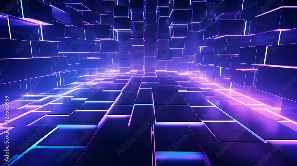 3d rendering of purple and blue abstract geometric background. Scene for advertising, technology, showcase, banner, game, sport, cosmetic, business, metaverse. Sci-Fi Illustration. Product display 3d rendering of purple and blue abstract geometric background. Scene for advertising, technology, showcase, banner, game, sport, cosmetic, business, metaverse. Sci-Fi Illustration. Product display