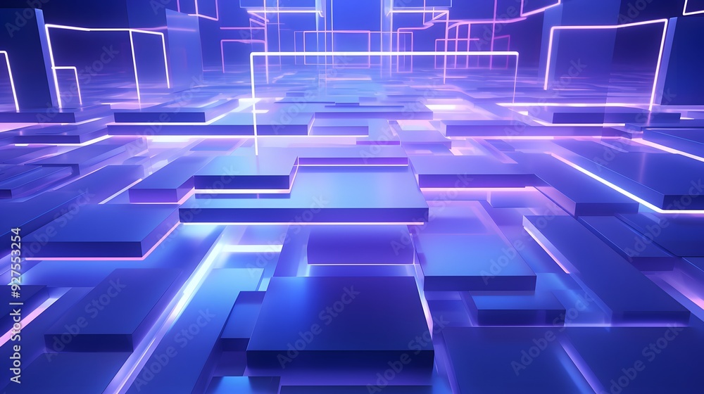 3d rendering of purple and blue abstract geometric background. Scene for advertising, technology, showcase, banner, game, sport, cosmetic, business, metaverse. Sci-Fi Illustration. Product display 3d rendering of purple and blue abstract geometric background. Scene for advertising, technology, showcase, banner, game, sport, cosmetic, business, metaverse. Sci-Fi Illustration. Product display